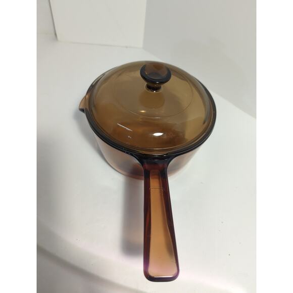Vintage VISIONS Corning USA 1L Amber Saucepan V-1-N With PYREX Lid V-1-C - Picture 2 of 7